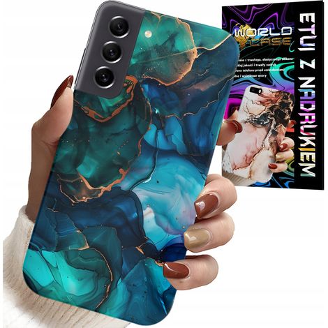 Custodia per Samsung Galaxy S22 Plus - Motivo marmorizzato blu e verde sul retro (1/5)