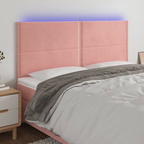 LED Kopfteil Rosa 160x5x118/128 cm Samt (1/5)