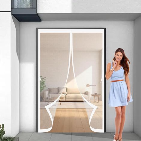Moustiquaire Porte Sans Perçage 84 x 90 cm Anti-Moustiques (1/5)