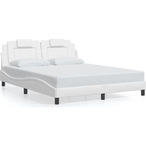 Lit double，Lit adulte，Cadre de lit Viana sans matelas blanc 160x200 cm similicuir CFW6390636 (1/5)