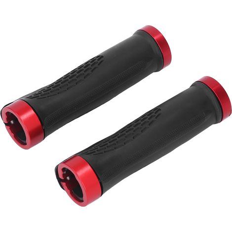 Rutschfeste Mountainbike-Griffe aus PP und TPR, sichere Wabenstruktur, ergonomisches Design, Metallseiten, rote Lenkergriffe (1/5)