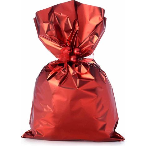 Busta a sacchetto regalo metallizzata rosso opaco. Ideale per confezioni regalo, set da 50 pezzi, cm 30 x 50 H