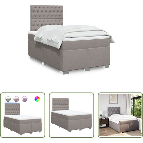 vidaXL LED-Beleuchtung - Boxspringbett mit Matratze Taupe 120x200 cm Stoff (1/5)