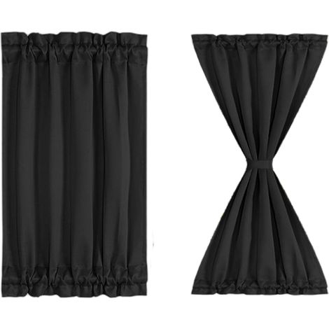 Lot de 2 rideaux occultants à passe-tringle coulissant pour porte, noir, 63,5 x 101,6 cm