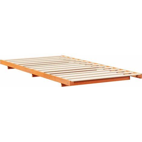 Lit simple,Lit adulte,Cadre de lit surélevé Marron cire 80 x 210 cm CFW2490601 (1/5)