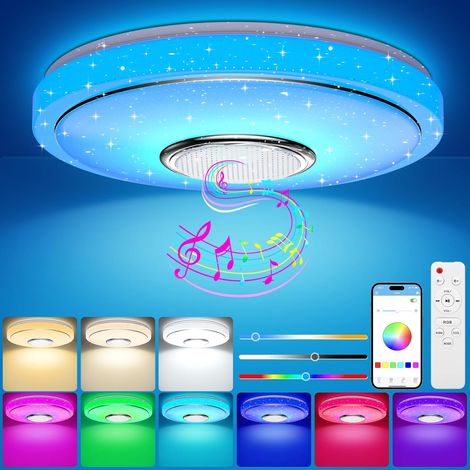 1 Plafonnier LED Rond 48W Dimmable RGB Haut-parleur Bluetooth Télécommande App Contrôle Salon Chambre (1/5)