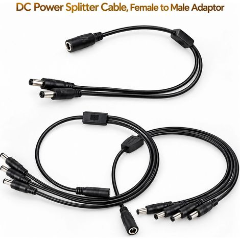 Cavo Sdoppiatore a Y di Alimentazione DC 12V 5,5 x 2,1 mm Femmina a Maschio 2 uscite (1/5)
