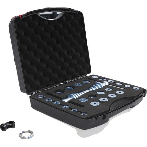 Outil de presse à roulement de vélo, matériau en alliage d'aluminium, 18 paires de blocs de pression, compatible avec BB30 BB86 BB92 PF30, facile à utiliser, étui de transport inclus (1/5)