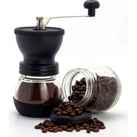 Molinillo de café manual de cerámica con molienda ajustable - Molinillo de granos de café - Molinillo de café portátil - Diseño compacto para uso en el hogar, la oficina y al aire libre