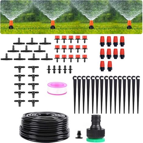 Garden Drip Irrigation Kit,49 FT Greenhouse Micro Automatic Drip Irrigation System Kit, Adjustable Patio Misting Nozzle Sprinkler