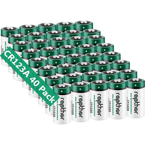 Lot de 40 piles CR123A 3 V 123 1650 mAh pour les appareils de sécurité et médicaux (1/5)