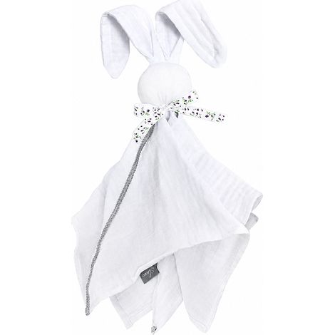 Peluche lapin en mousseline (blanche) (1/3)