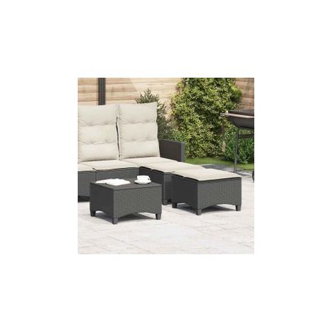 Tabourets jardin coussins 2 pcs noir 55x55x36 résine tressée (1/5)