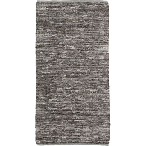 SKIN - Tapis en cuir tressé gris taupe 60x120 (1/4)