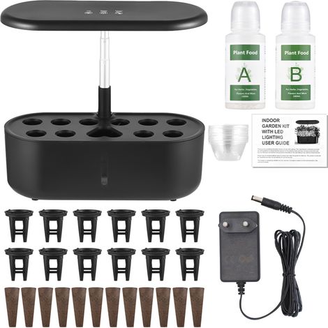 Lámpara de interior para cultivo de frutas y verduras, con pantalla táctil, 24 W, espectro completo, 104 LED, lámpara de escritorio de colores con bomba de agua, depósito de agua de 3,6 L y altura reg (1/4)