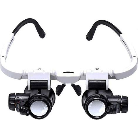 Lunette Loupe avec 2 Lumières LED Loupe Binoculaire Lampe Loupe Grossissante pour Horloger, Lecture, Bijoutier, Couture 8X-15X-23X (1/4)
