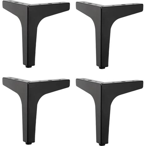 Lot de 4 10cm Pieds de Meubles Métal Noir, Pieds Canapé Durable, Pied Table Basse, Rehausseur Pied de Table Permettent de Se Lever ou Remplacer des Tables de Chevet, Canapé, Meubles TV (1/5)