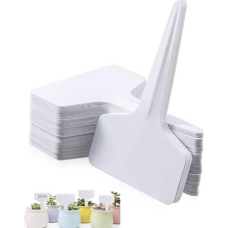 50 etichette per piante, etichette per piantine, 50 etichette a T per orto (6 x 10 cm), etichette impermeabili, riutilizzabili - per contenitori e accessori per piante. (Bianco 50)