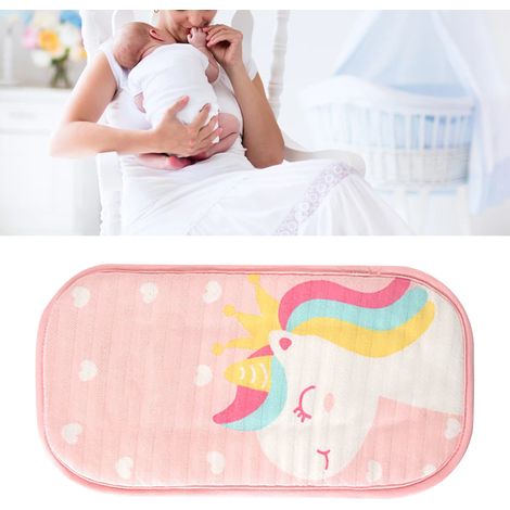 Poche de glace pour bébé, douce et confortable pour l'été, coussin rafraîchissant pour le bras avec large bande élastique pour l'allaitement, motif cheval rose. (1/5)