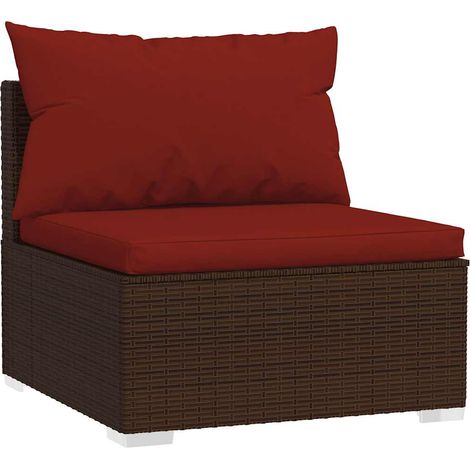 Canapé central de jardin,Canapé d'extérieur,Sofa de jardin avec coussins Marron Résine tressée CFW773595 (1/5)