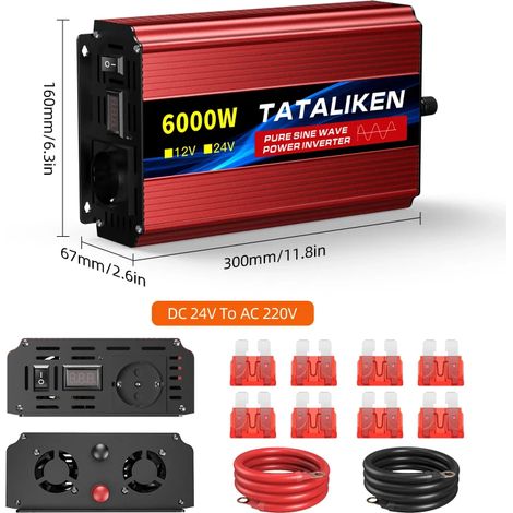 TATALIKEN 6000W Reiner Sinuswellen‑Wechselrichter, 24V auf 220V, Stromumwandler für Wohnmobil‑Camping und Fahrzeuge (1/5)