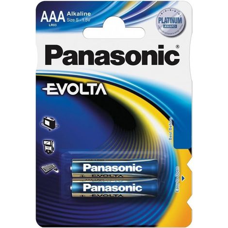 Panasonic Evolta AAA - Batterie à usage unique - Alcaline - 1,5 V - 2 pièce(s) - Bleu - AAA (LR03EGE/2BP) (1/2)