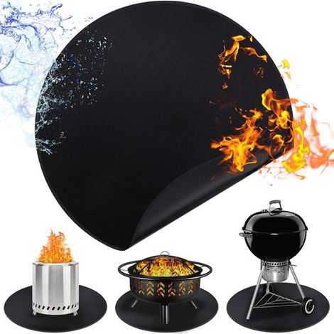 1 Stück Runde, feuerfeste Grillmatte (61 cm Durchmesser) ölbeständig und wasserdicht schwer entflammbar tragbar und wiederverwendbar für Garten, (1/5)