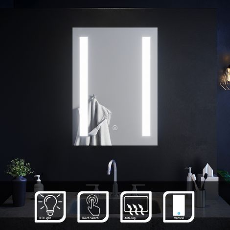 ELEGANT Aluminium Framed Mirror 500x700mm Illuminated LED Front Lit Bathroom Mirror with Demister Pad (1/5)