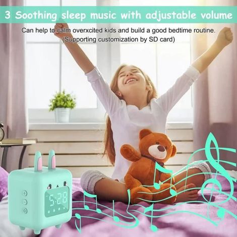 Réveil Enfant Lumineux Lapin,LED Numerique Lampe Réveil Veilleuse Fille Garcons Jour Nuit Enfant Volume Réglable Snooze Réveil (1/4)