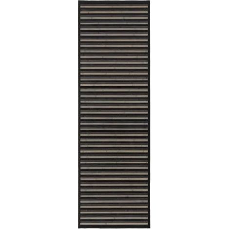 Tapis de sol antidérapant - JUANIO - 200 x 60 cm - Bambou 2,2 mm - Noir - Rayures (1/3)
