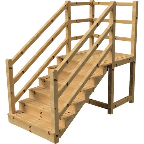MILANO Außentreppe 6 geschlossene Stufen H105 cm - Podest L116 x B120 cm - Treppengeländer links und rechts - Podestgeländer links und hinten