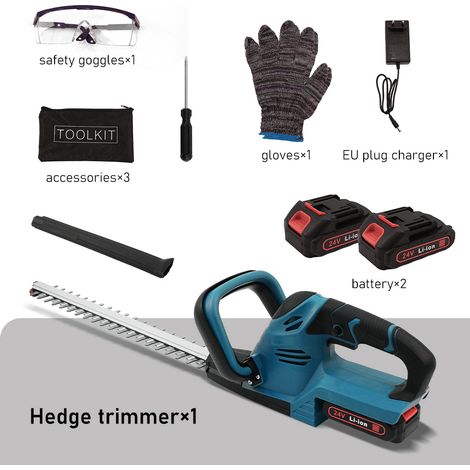 Taille-haie sans fil 51 cm, livré avec 2 batteries 24 V et chargeur, coupe nette pour haies et buissons (1/5)