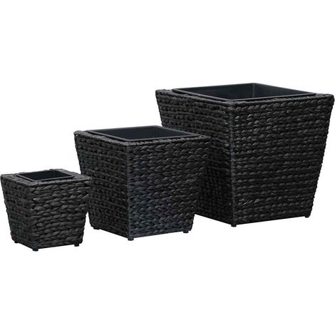 45573 vidaXL Raised Beds 3 pcs Water Hyacinth Black (1/5)