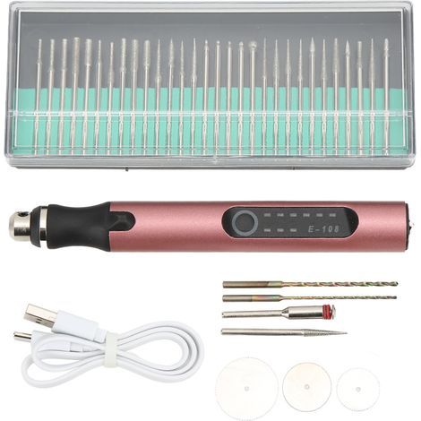 Stylo Graveur sans Fil avec Charge Rapide, 3 Vitesses pour Gravure Métal, Découpe et Perçage DIY, Couleur Or Rose (1/5)