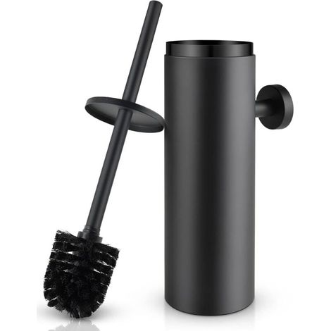 Noir Brosse de Toilette avec Porte-balai WC Mural pour Salle de Bains en Acier Inoxydable (1/4)