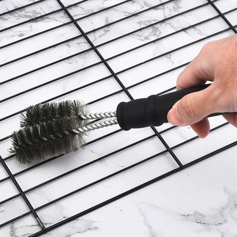 Brosse À Grill - Double Tête Acier Inoxydable 201 Et Fil De Cuivre - Pour Nettoyage Extérieur De Gril, Four À Barbecue Et Grille - 1 Pièce (1/5)