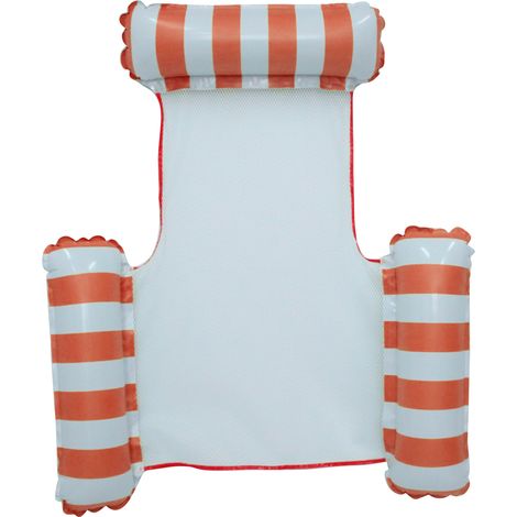 Chaise Longue Gonflable Pliable 3 Tubes, Fauteuil de Plage avec Dossier, Transat Aquatique Orange pour Loisirs Nautiques -KZQ