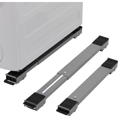 Roulettes robustes pour appareils électroménagers, support extensible pour machine à laver, roulettes pour meubles, grises, 2 pièces. (1/5)