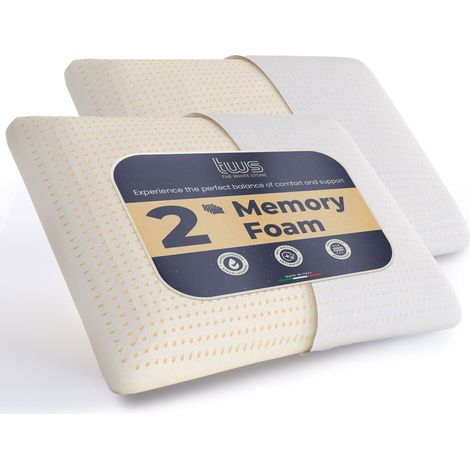 The White Stone Set da 2 Guanciali Memory Foam 40 x 70 cm Altezza 11 cm Cuscini Cervicale Ipoallergenici, Ergonomici e Traspiranti Funzione Antisoffoco e Rinfrescante (1/5)