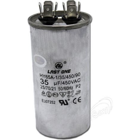 Condenseur de climatisation 35uF 450Vac Ø50x80mm – Terminaux faston 6,3mm – Pour applications professionnelles - 35mf450vac-jfs22