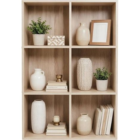 Étagère cube ouverte multifonction en bois E1 59,6 x 89 x 29 cm, rangement modulable pour salon et bureau (1/5)