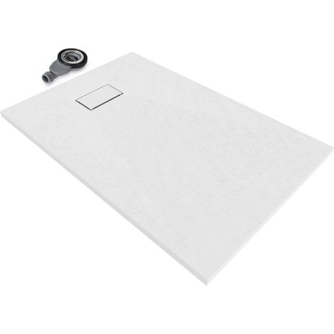 i-flair weiße SMC Duschwanne – 26 mm flach inkl. Ablaufgarnitur mit Deckel 120x70 cm (1/5)