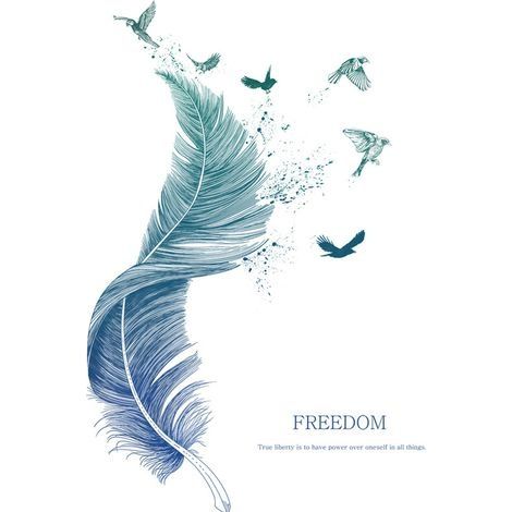 Sticker Mural Plume Bleu (123×71 cm) I Sticker Mural Décoratif Oiseau Affiche Moderne I Décoratif Salon Chambre Cuisine Couloir Meubles Salle de Bains Carrelage Adulte Adolescent Enfants (1/5)