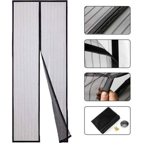 Rideau magnétique anti-moustiques pour porte 210x100cm, moustiquaire aimantée pour balcon, cave, terrasse, installation facile adhésive, kit complet, électronique brillant (1/3)