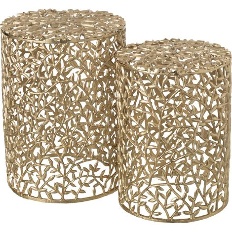 Lot de 2 Tables d'Appoint en Métal "Cecelia" 50cm Doré