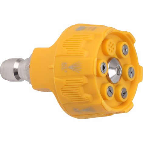 Buse de nettoyeur haute pression 6 en 1 multifonctionnelle et réglable avec interface de connexion 1/4" jaune (1/5)