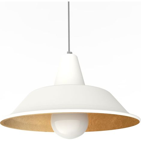 LUMICOM  DUNA Sospensione, 1XE27, max 42W, metallo, bianco opaco/foglia oro, D.35cm