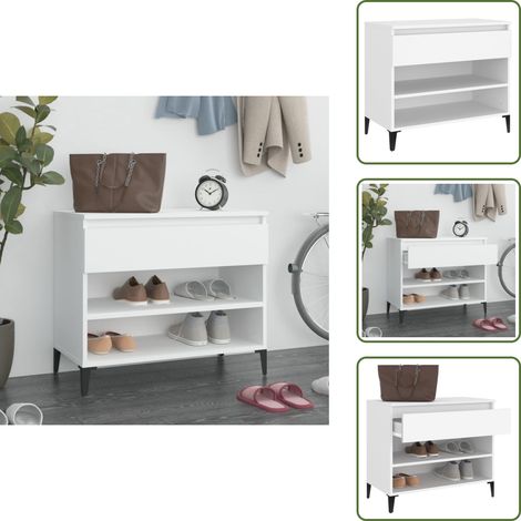 Schuhregal Weiß 70x36x60 cm Holzwerkstoff - Schuhschrank - Schuhregal - Flurmöbel - Garderobe - Aufbewahrung (1/5)