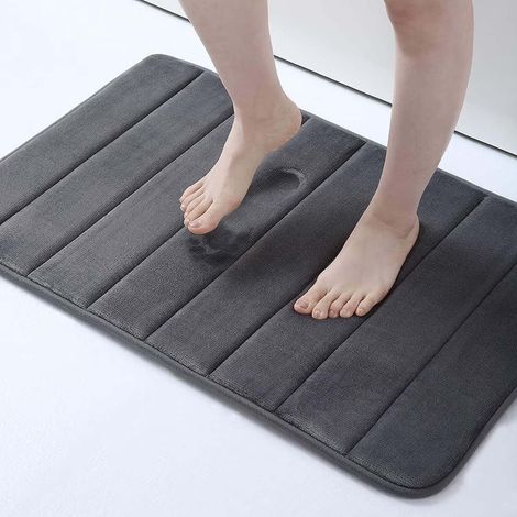 Tapis De Bain - Mousse À Mémoire De Forme - 60 X 40 Cm - Antidérapant Absorbant Lavable En Machine - Pour Salle De Bain Douche Baignoire - 1 Pièce (1/5)