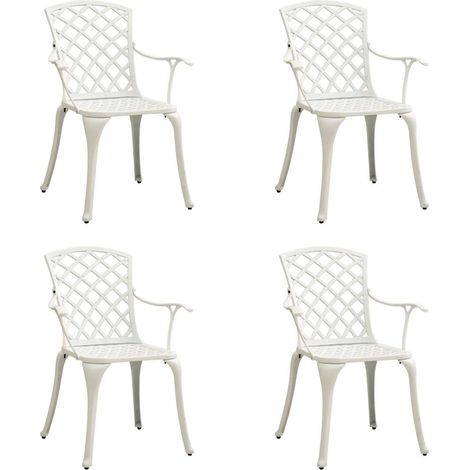 vidaXL Garden Chairs 4 pcs Cast Aluminium White (1/5)
